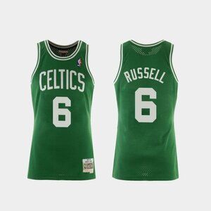 Mens Bill Russell Green Stitched Jersey